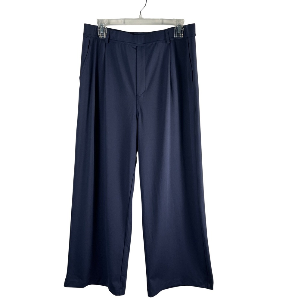 NEW Halara Wide Leg Pleated Trousers Blue XL Petite High Waisted Workwear
